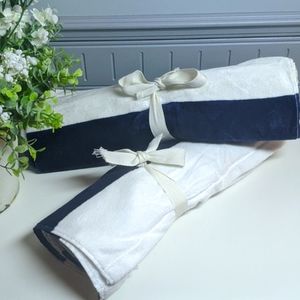 Indigo Navy stripe beach towels set of 2